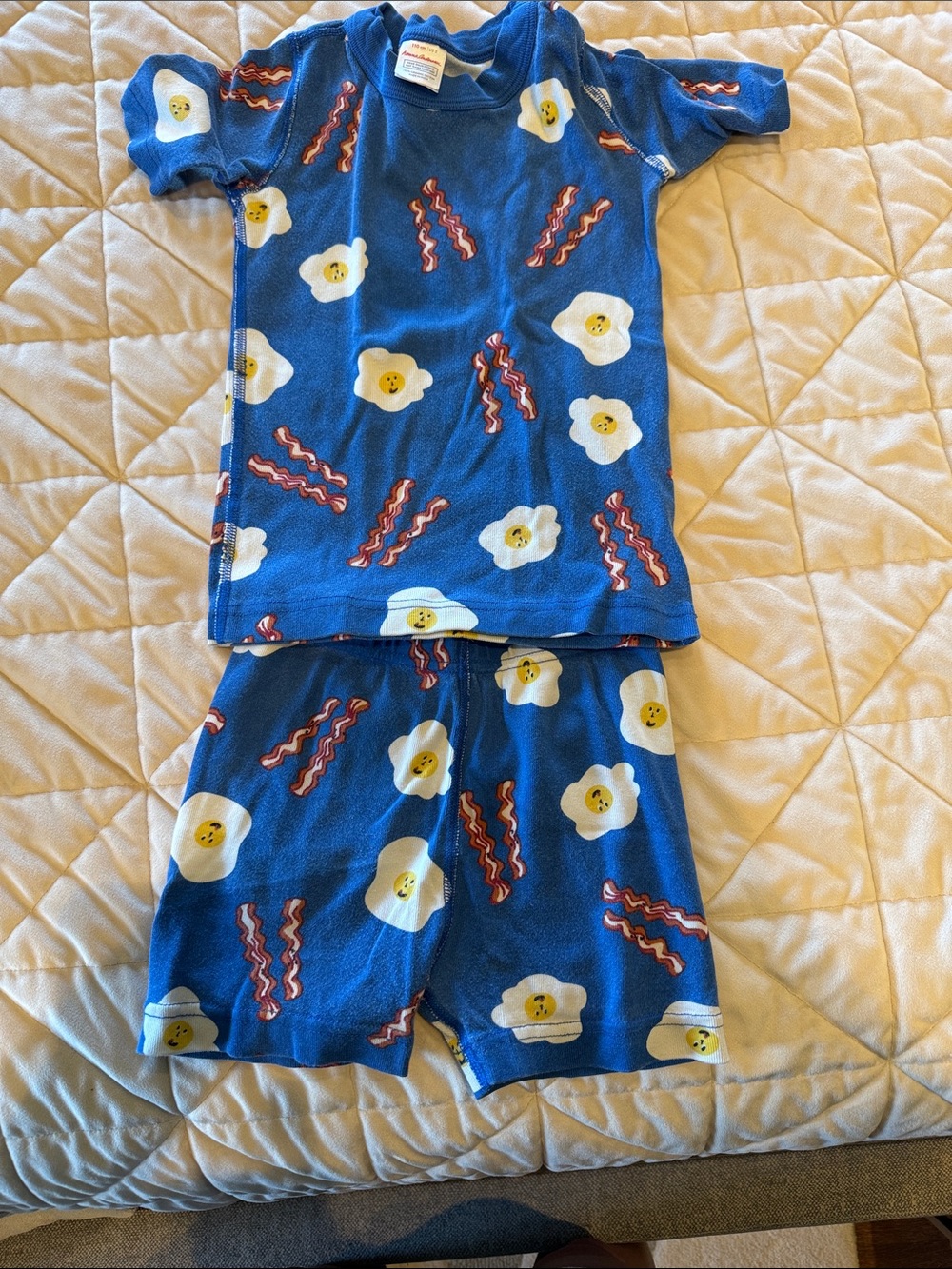 Hanna Andersson Blue Breakfast-Print Kids Pajama Set